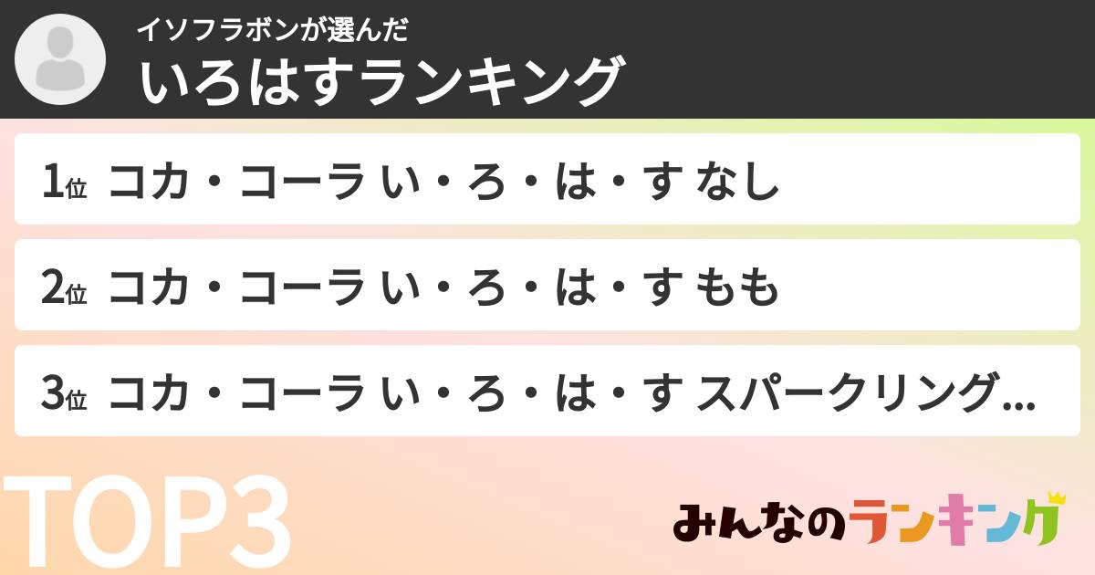 イソフラボンさんの「いろはすランキング」