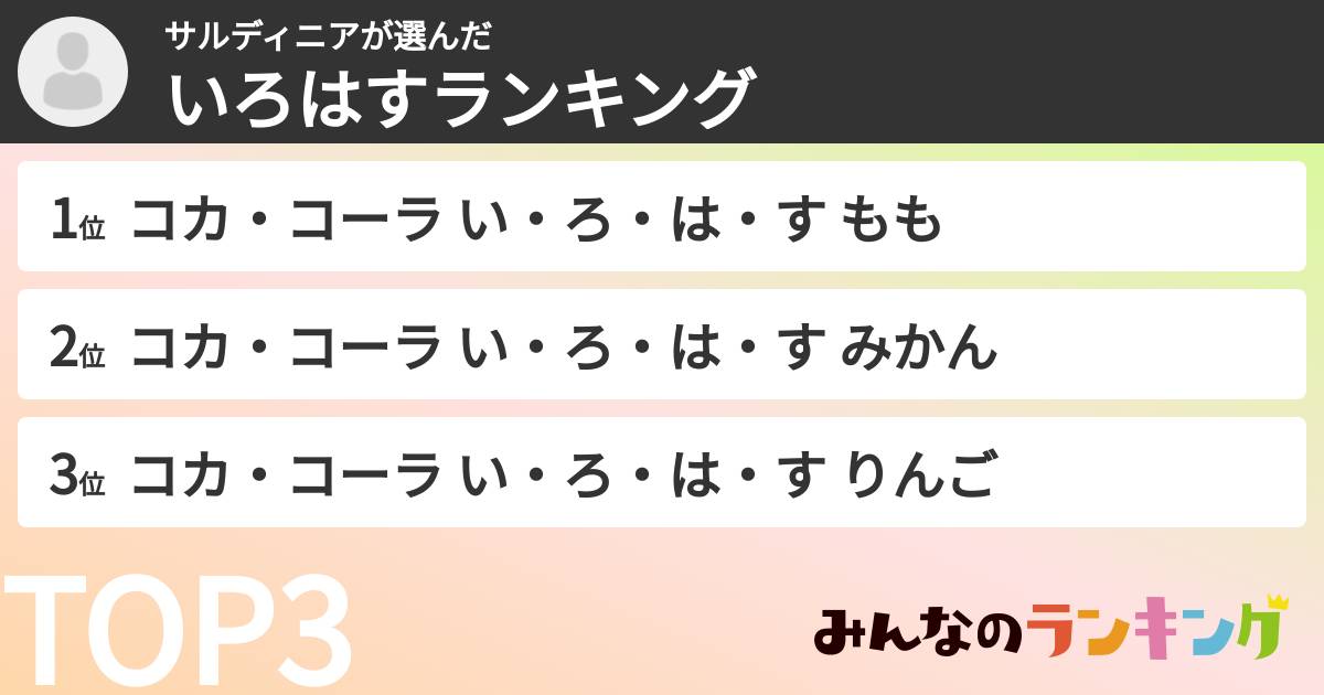 サルディニアさんの「いろはすランキング」