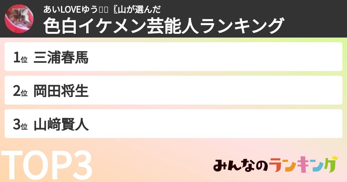 あいLOVEゆう🌸🐎〖山さんの「色白イケメン芸能人ランキング」