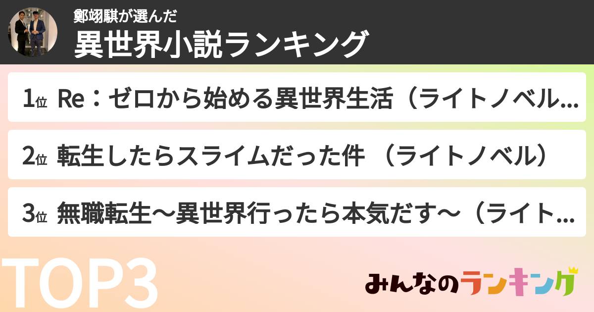鄭翊騏さんの「異世界小説ランキング」
