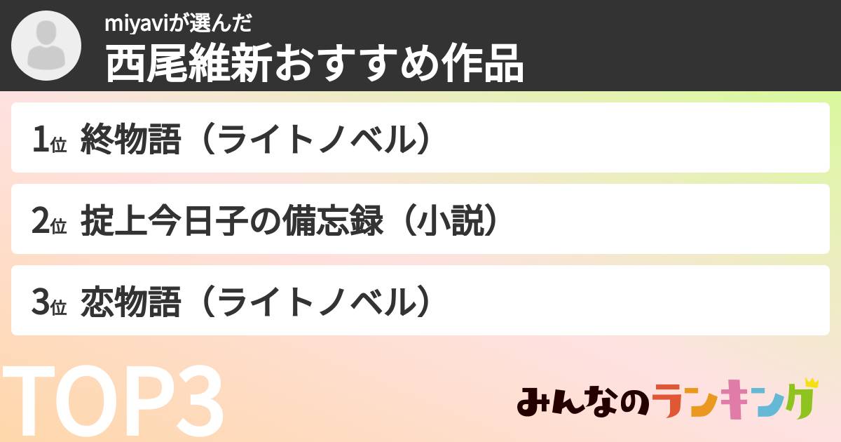 miyaviさんの「西尾維新おすすめ作品」