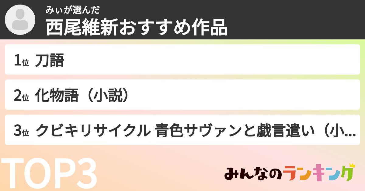 みぃさんの「西尾維新おすすめ作品」