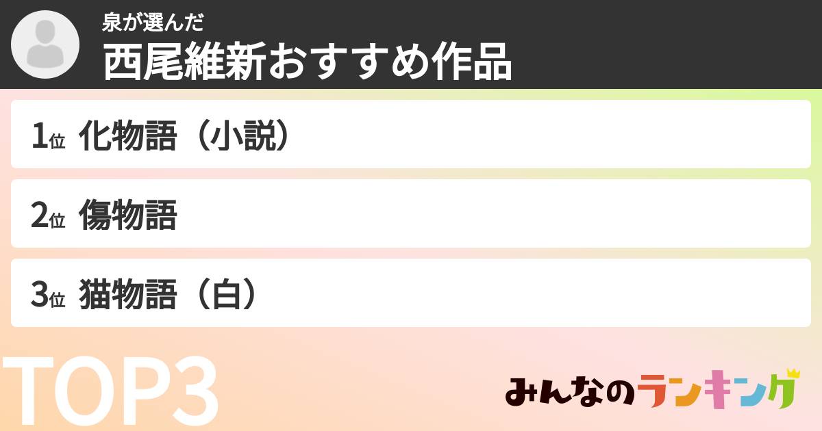 泉さんの「西尾維新おすすめ作品」