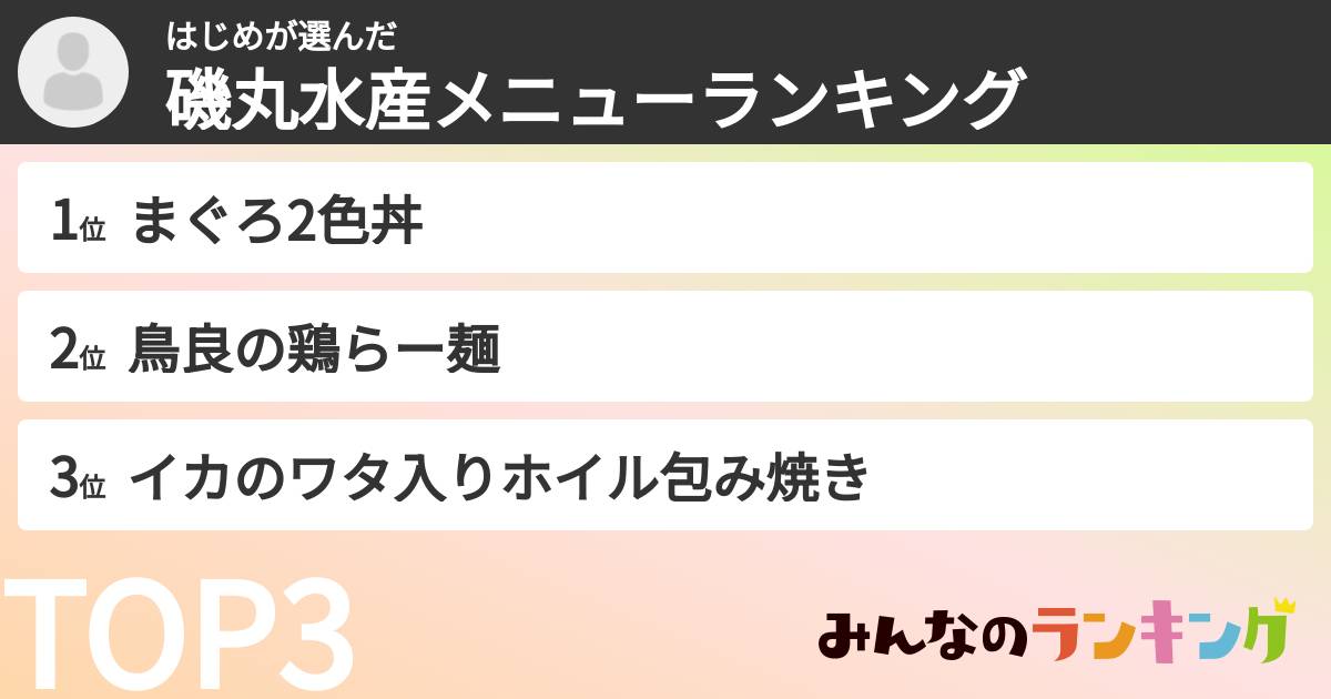 はじめさんの「磯丸水産メニューランキング」