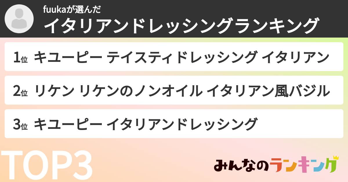 fuukaさんの「イタリアンドレッシングランキング」