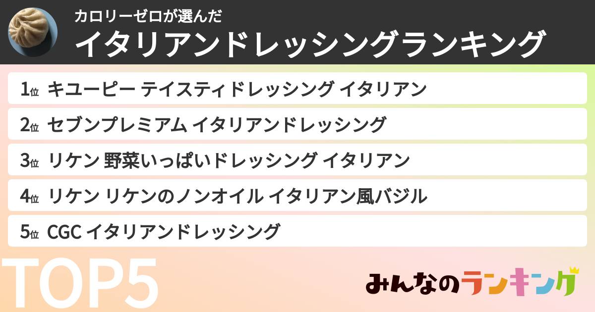 カロリーゼロさんの「イタリアンドレッシングランキング」