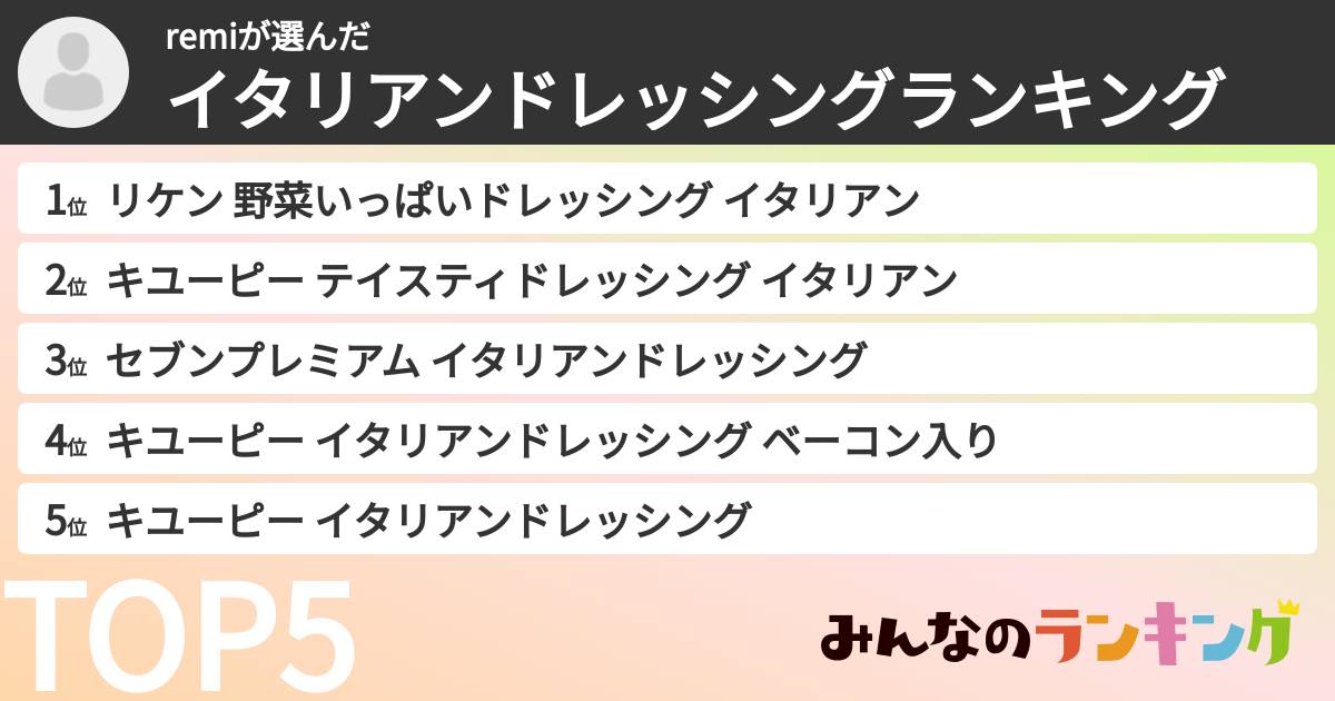 remiさんの「イタリアンドレッシングランキング」