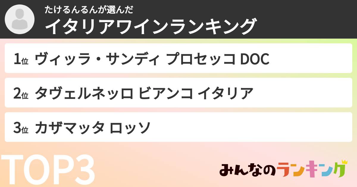 たけるんるんさんの「イタリアワインランキング」