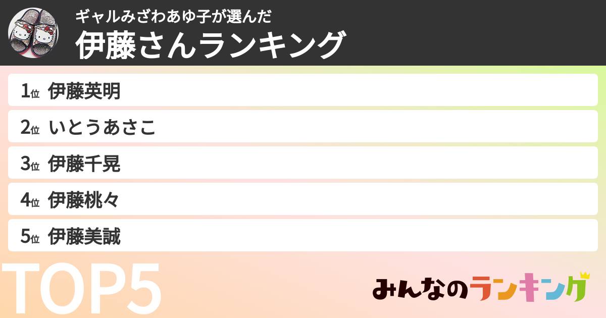 ギャルみざわあゆ子さんの「伊藤さんランキング」