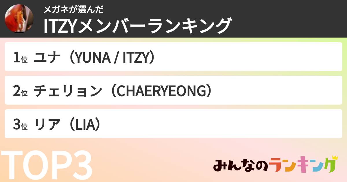 メガネさんの「ITZYメンバーランキング」