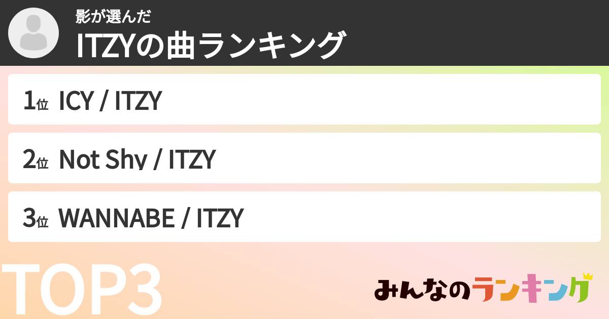 影さんの「ITZYの曲ランキング」