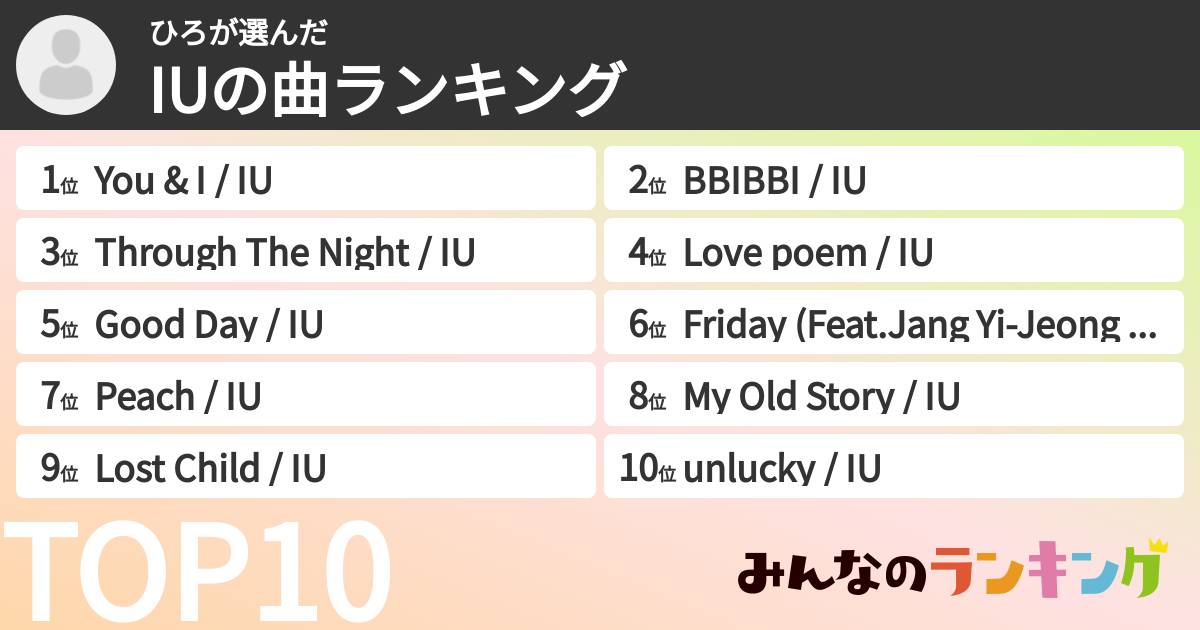 ひろさんの「IUの曲ランキング」
