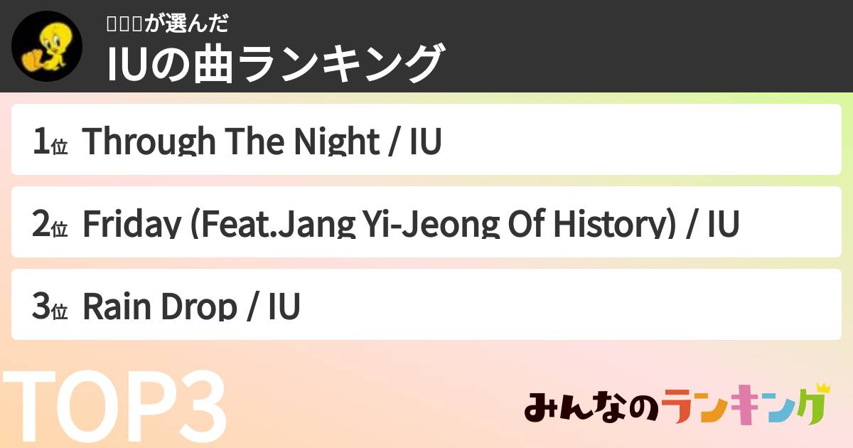 리키짱さんの「IUの曲ランキング」