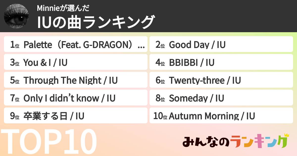 Minnieさんの「IUの曲ランキング」