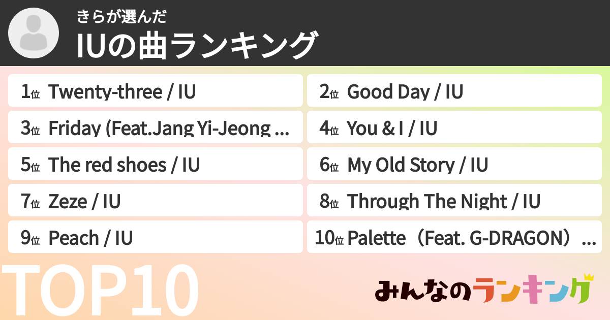 きらさんの「IUの曲ランキング」