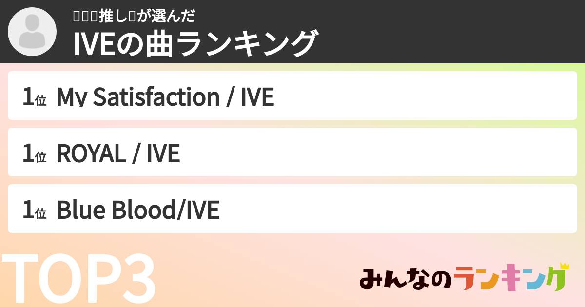 아이브推し💕さんの「IVEの曲ランキング」