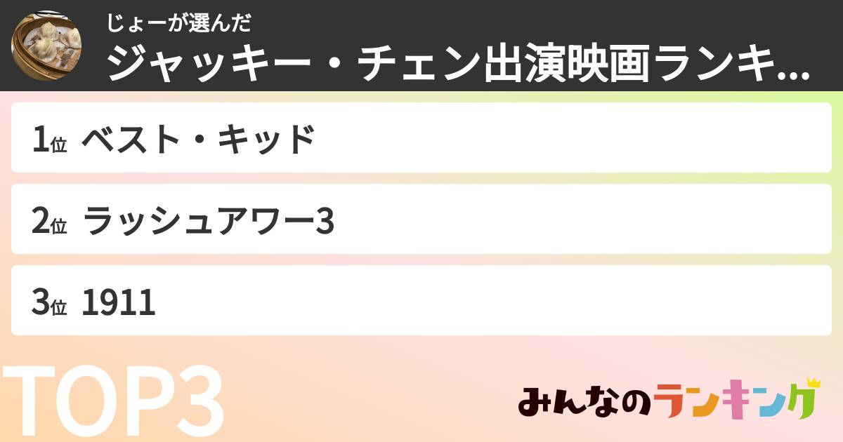 じょーさんの「ジャッキー・チェン出演映画ランキング」