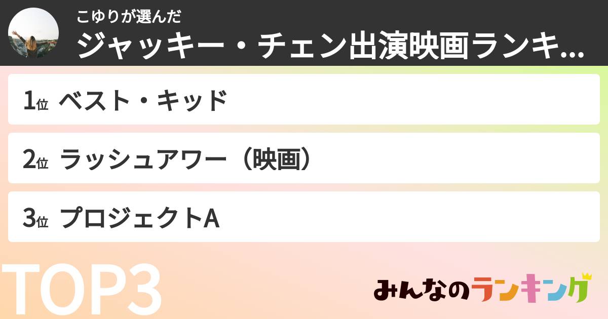 こゆりさんの「ジャッキー・チェン出演映画ランキング」