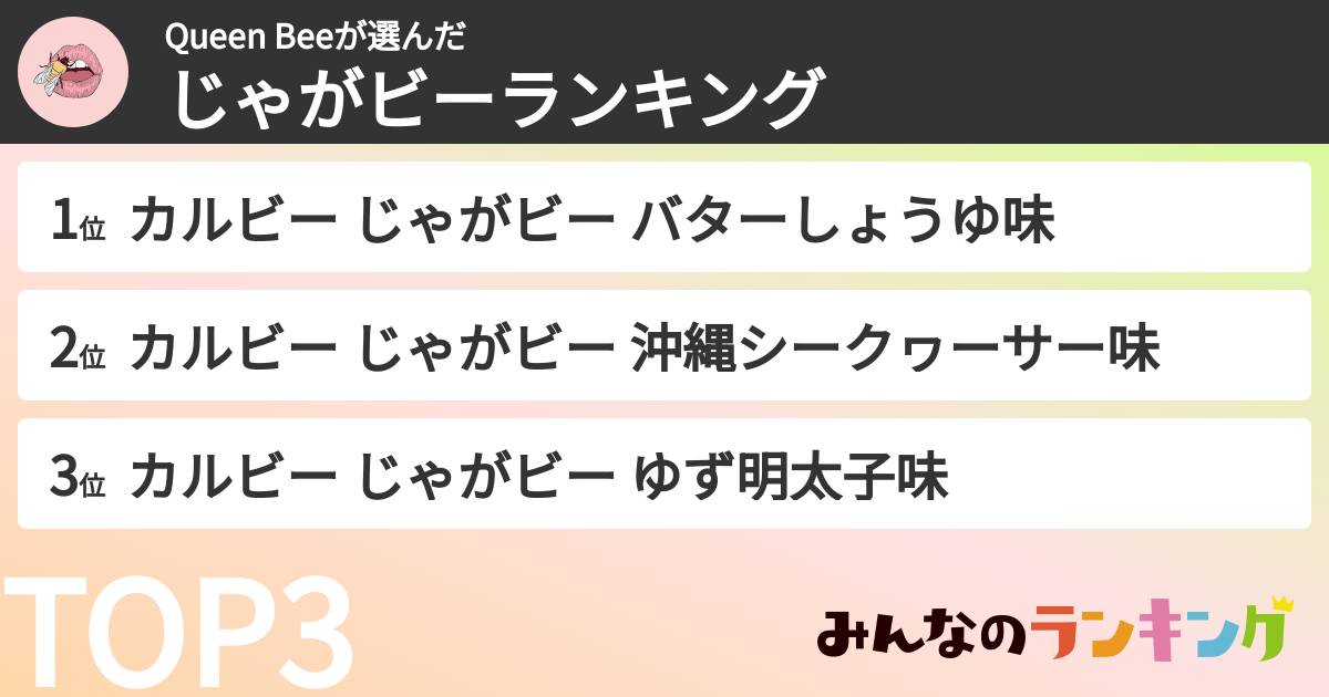 Queen Beeさんの「じゃがビーランキング」
