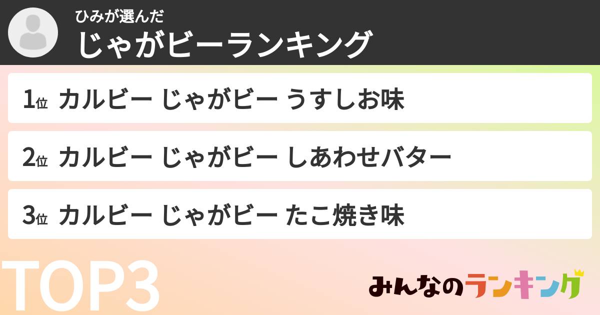ひみさんの「じゃがビーランキング」