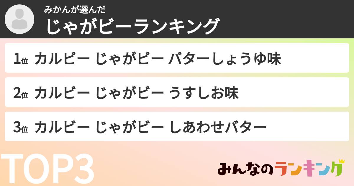 みかんさんの「じゃがビーランキング」