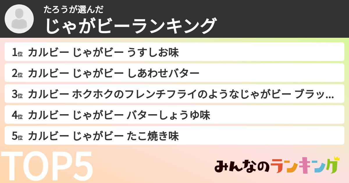 たろうさんの「じゃがビーランキング」