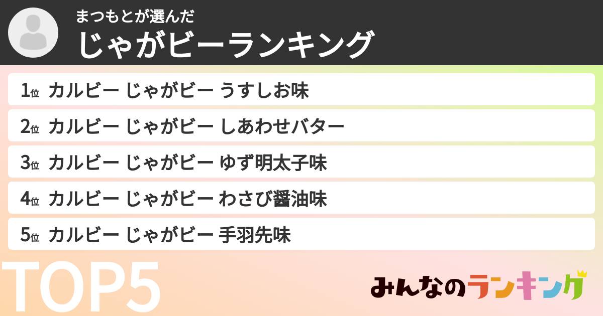 まつもとさんの「じゃがビーランキング」