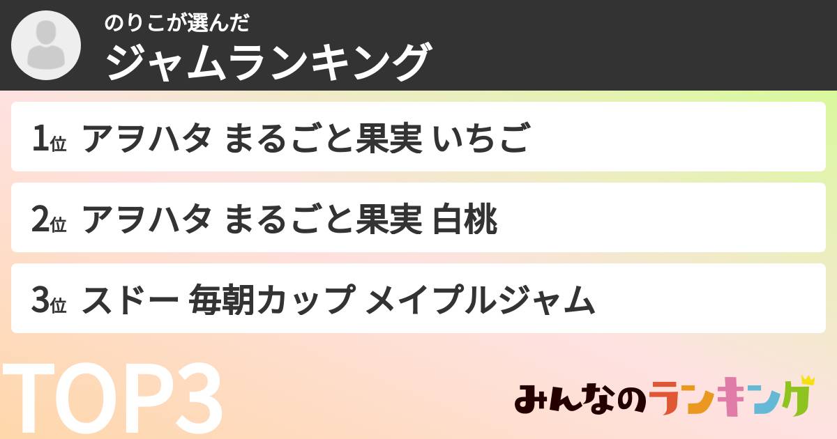のりこさんの「ジャムランキング」