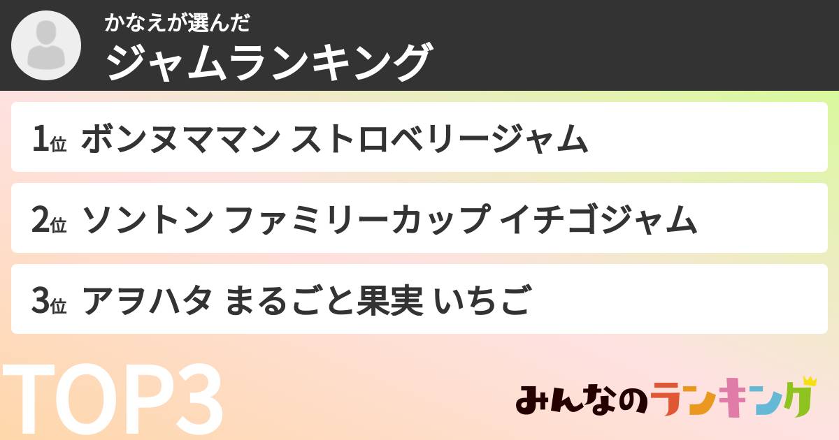 かなえさんの「ジャムランキング」