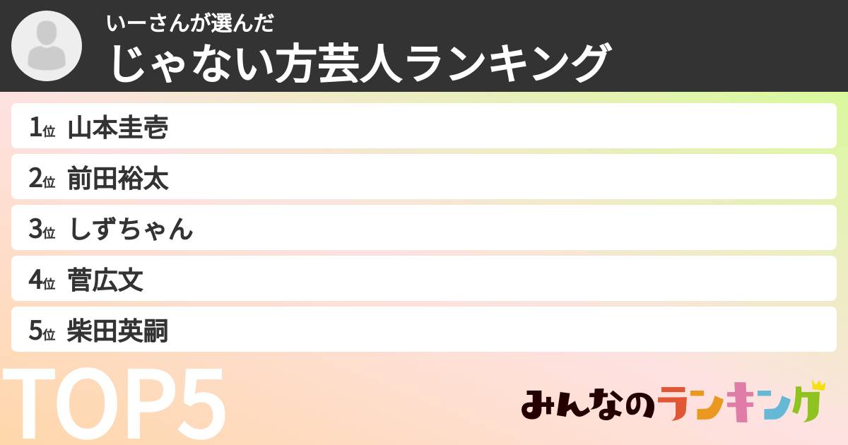 いーさんさんの「じゃない方芸人ランキング」