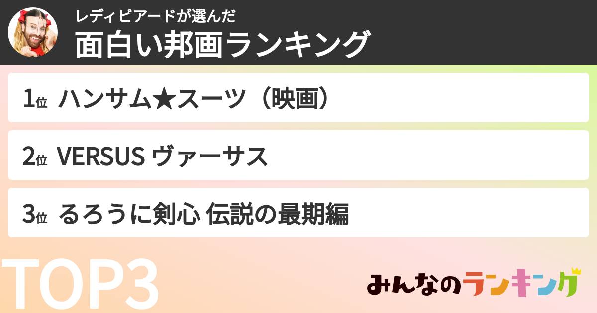レディビアードさんの「好きな邦画ランキング」