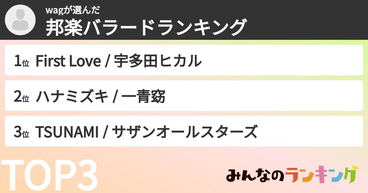 wagさんの「邦楽バラードランキング」