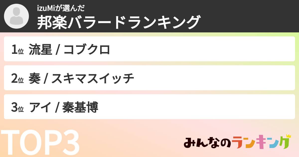 izuMiさんの「邦楽バラードランキング」