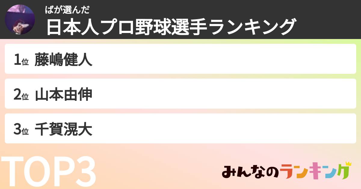 ばさんの「日本人プロ野球選手ランキング」