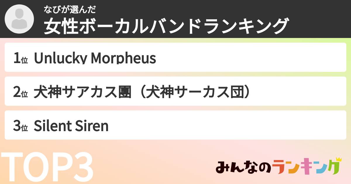 なびさんの「女性ボーカルバンドランキング」
