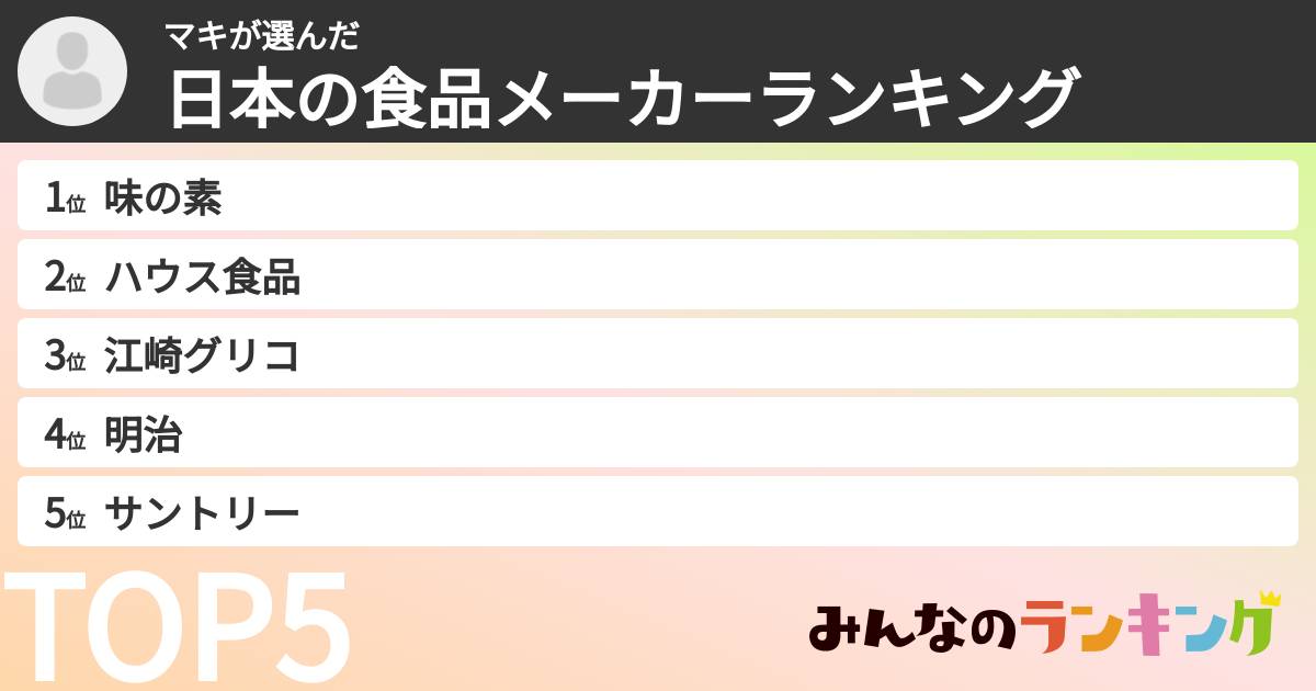 マキさんの「日本の食品メーカーランキング」