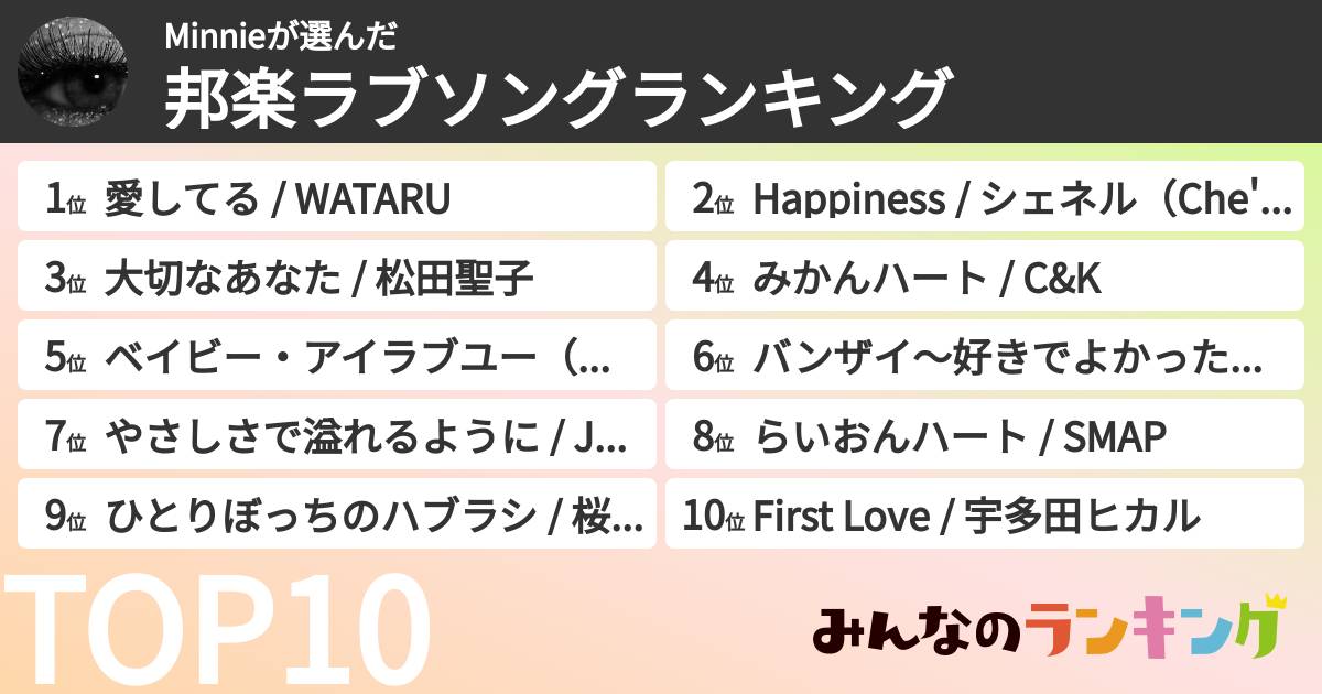 Minnieさんの「邦楽ラブソングランキング」