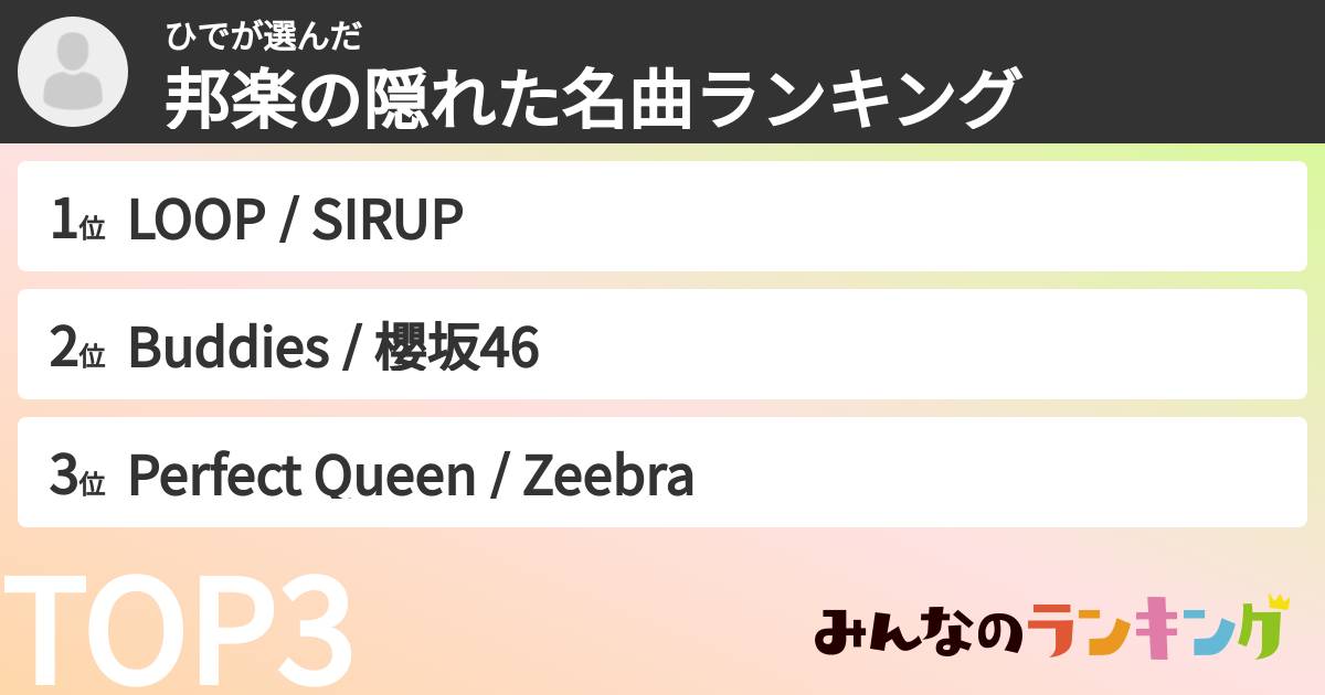 ひでさんの「邦楽の隠れた名曲ランキング」