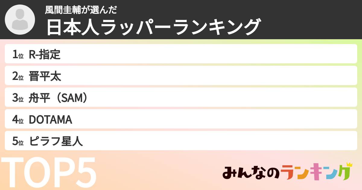 風間圭輔さんの「日本人ラッパーランキング」