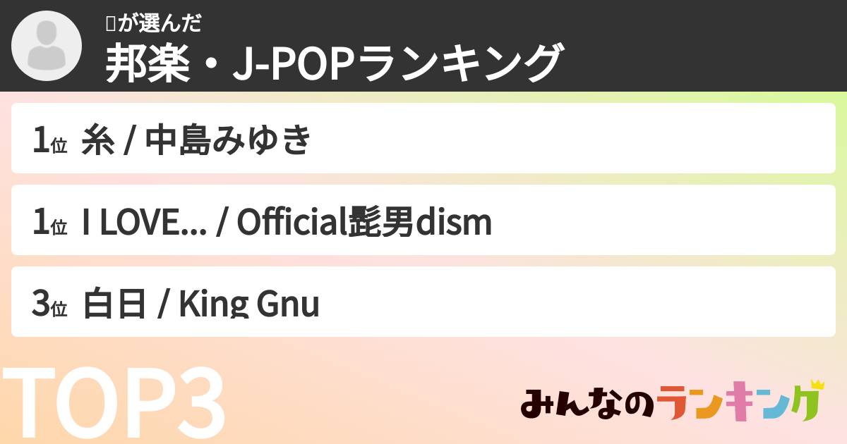 🌈さんの「邦楽・J-POPランキング」