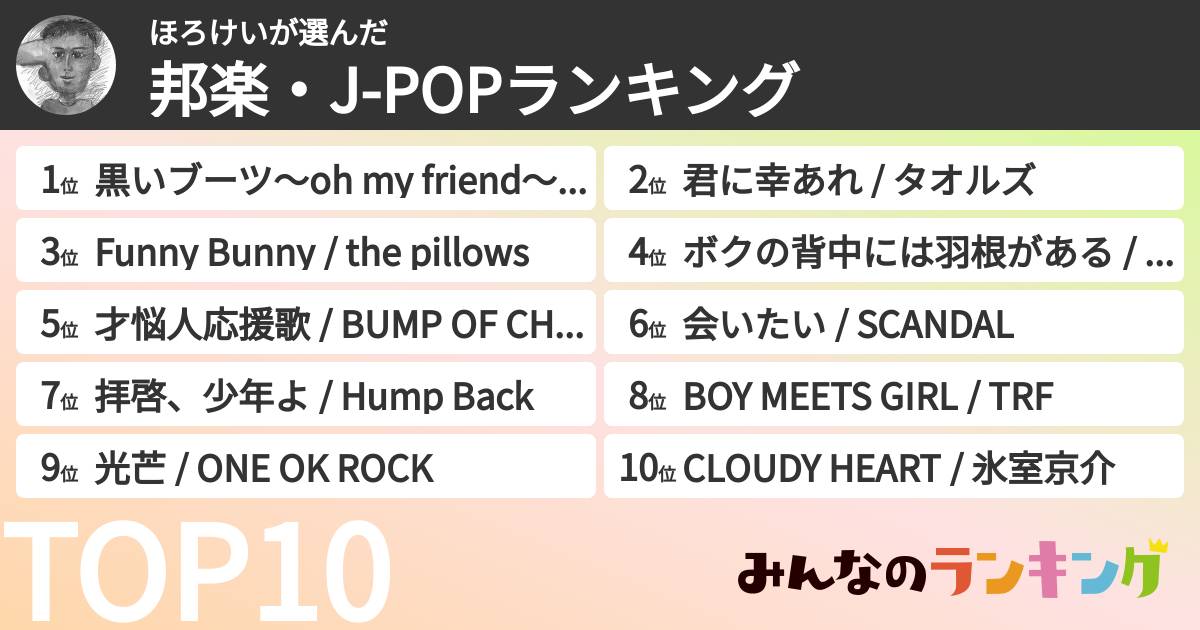 ほろけいさんの「邦楽・J-POPランキング」
