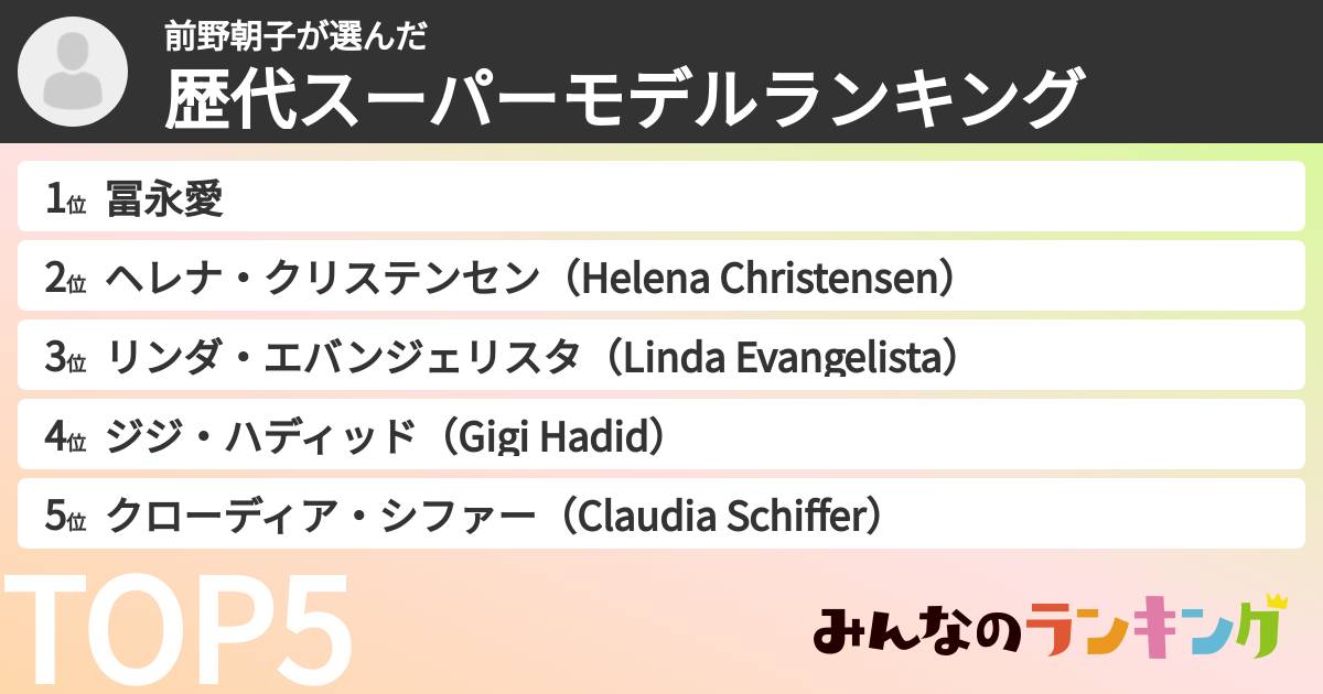 前野朝子さんの「歴代スーパーモデルランキング」