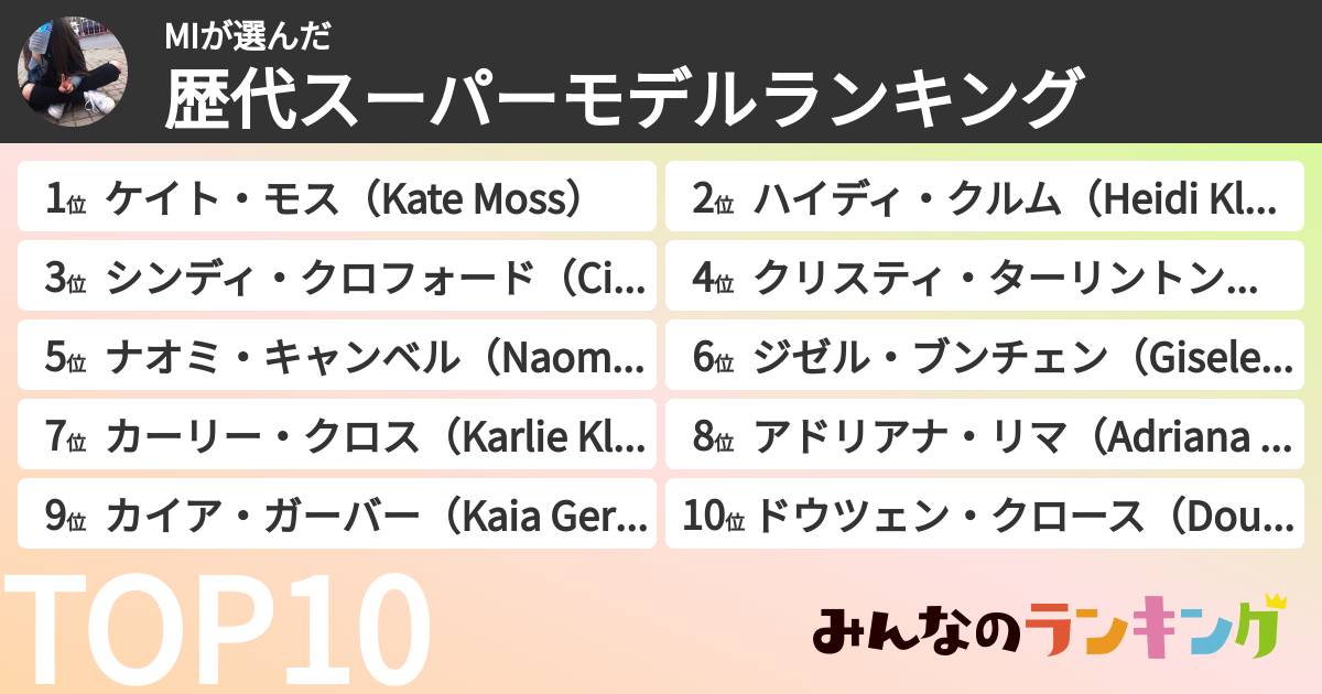 MIさんの「歴代スーパーモデルランキング」