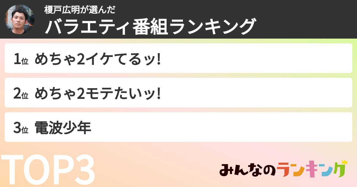 榎戸広明さんの「バラエティ番組ランキング」