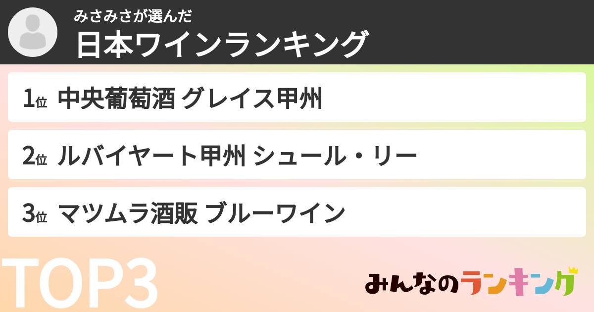 みさみささんの「日本ワインランキング」