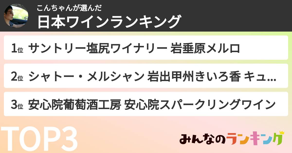 こんちゃんさんの「日本ワインランキング」
