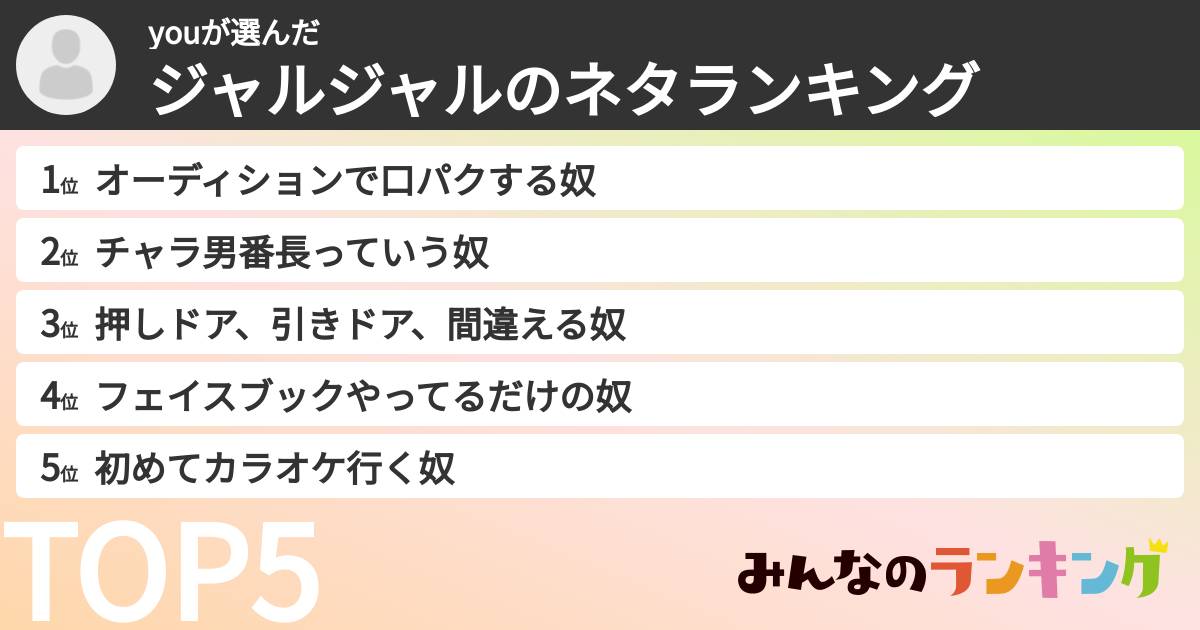 youさんの「ジャルジャルのネタランキング」