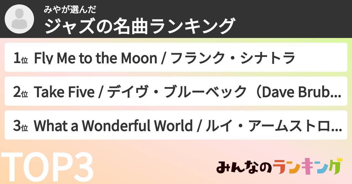 みやさんの「ジャズの名曲ランキング」