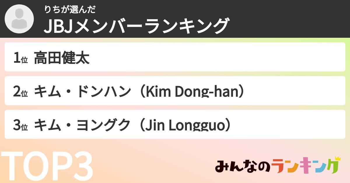 りちさんの「JBJメンバーランキング」