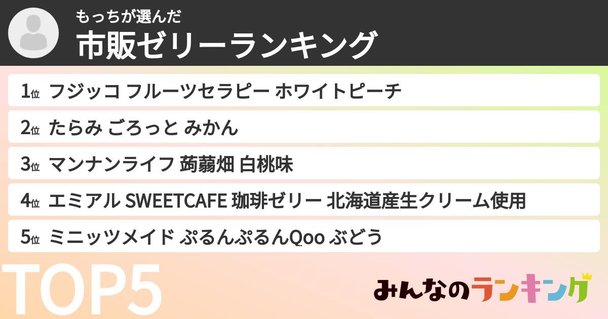 もっちさんの「市販ゼリーランキング」